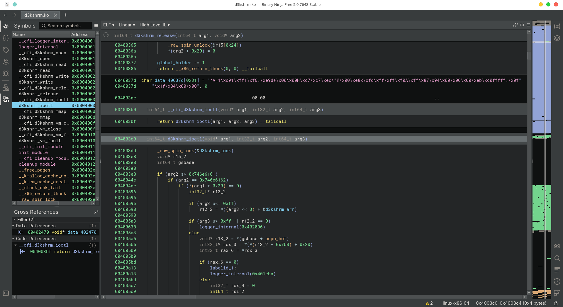 The UI of Binary Ninja
